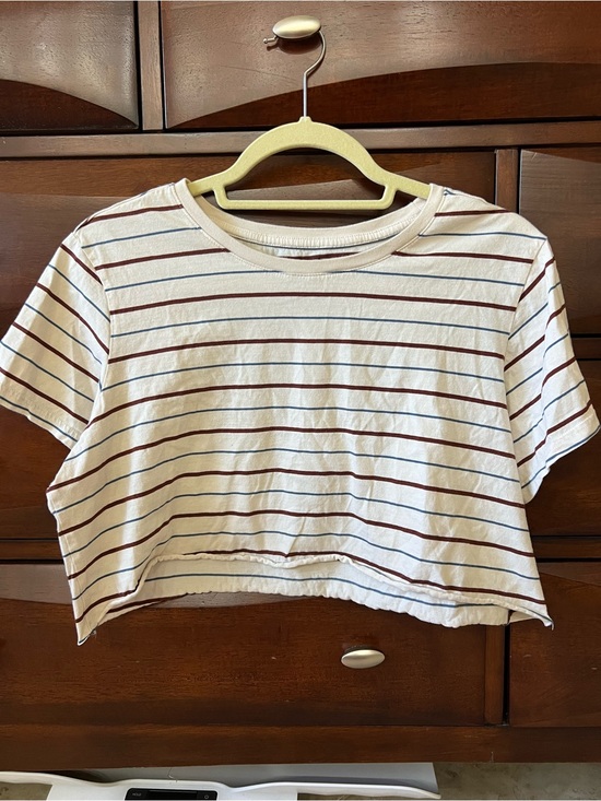 Pact Tops - ‼️EUC: Pact Organic Striped Cropped T-Shirt - L